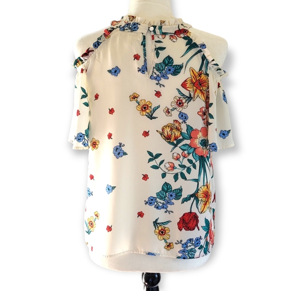 Monteau Floral Cold-shoulder Ruffle Top - Picture 2 of 16